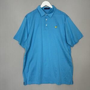 Clubhouse Collection Masters Polo Shirt Mens XL Blue Striped Golf Made in Italy